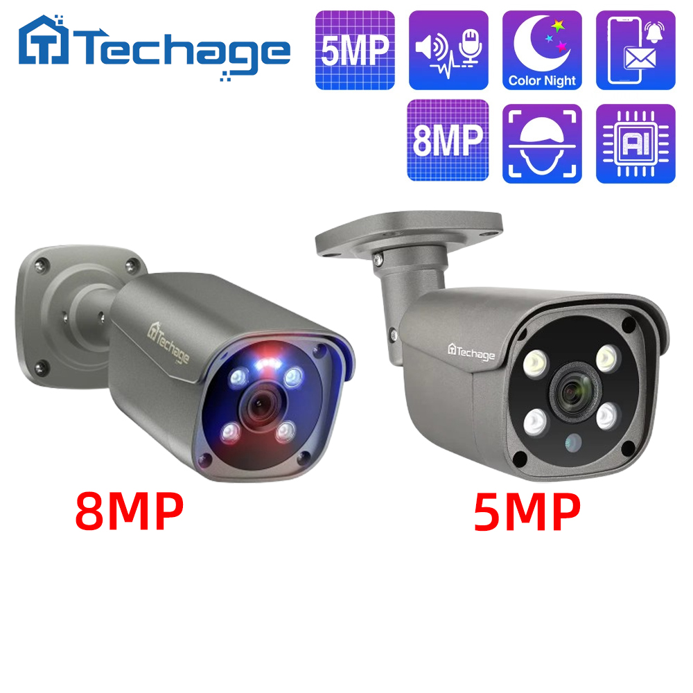 Home Cinema Outdoor - Techage 8MP 5MP 4MP POE Kamera