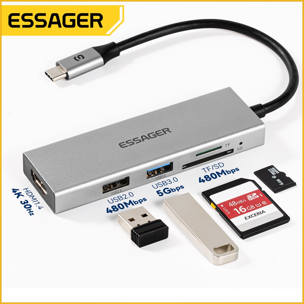 Essager 5 in 1 USB C HUB HDMI- - Home Cinema Usb incelemesi ve fiyatı