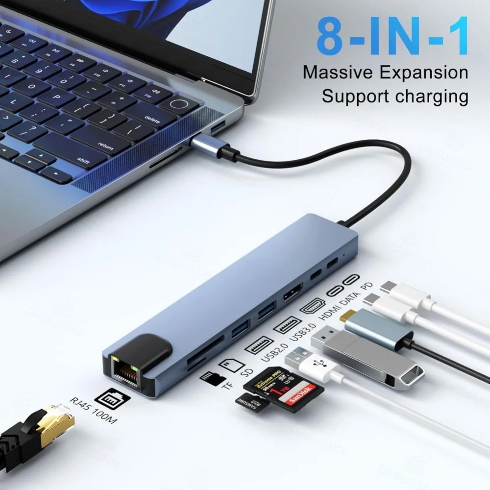 USB C Hub 8/7'si 1 arada 4K HD - Home Cinema Usb incelemesi ve fiyatı
